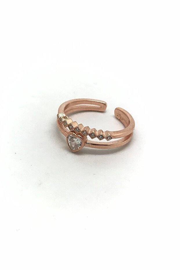 Gümüş kalp model taşlı yüzük cn85e61 - 1