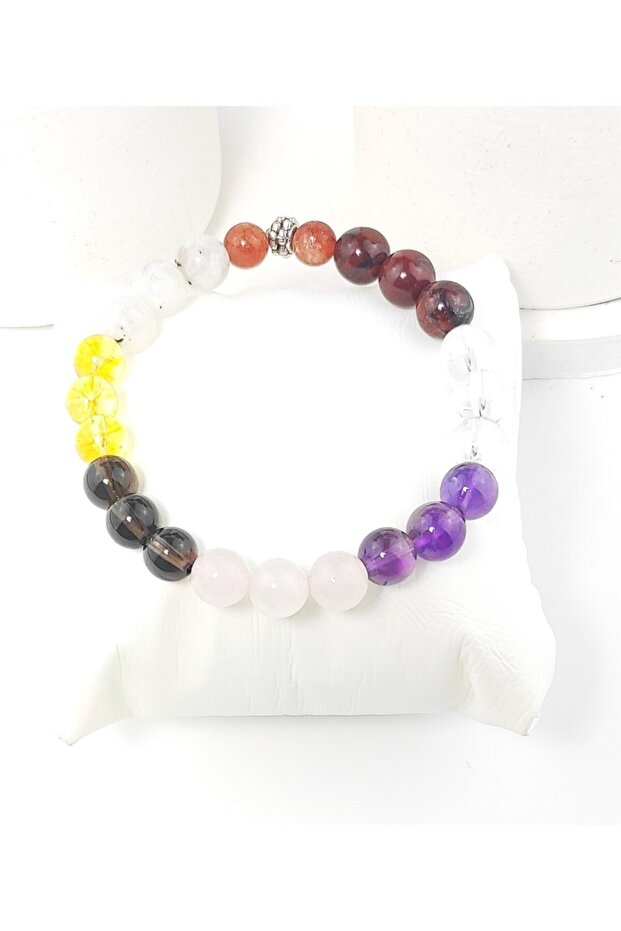 Rose Quartz, Smoky Quartz, Citrine, Moonstone, Sunstone, Crystal Quartz, Amethyst Bracelet