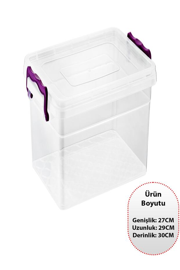 Food Deep Storage Container Space Saving Transparent Box with Lid and Sleeves 15Lt - 1