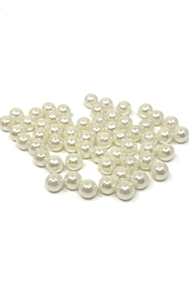 Lux Pearl Beads 8 Mm Plastic Cream Color (50 Grams)