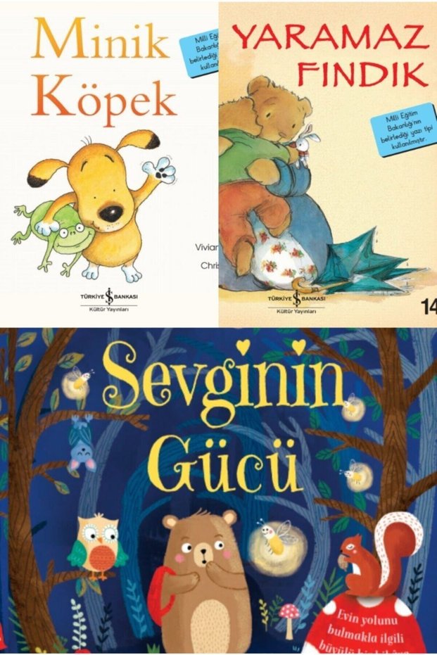 Colorful Illustrated Preschool Children's Book Set 3 Books- Sevginin Gücü - minik Köpek - yaramaz Fındık