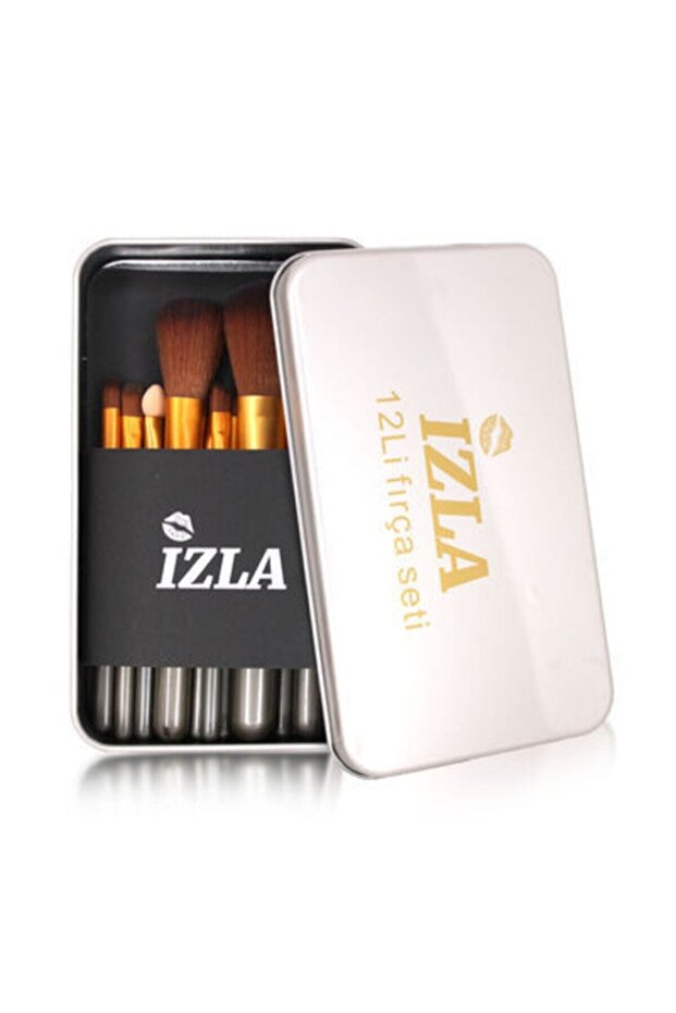 12 Piece Makeup Brush Set - in Stylish Metal Box