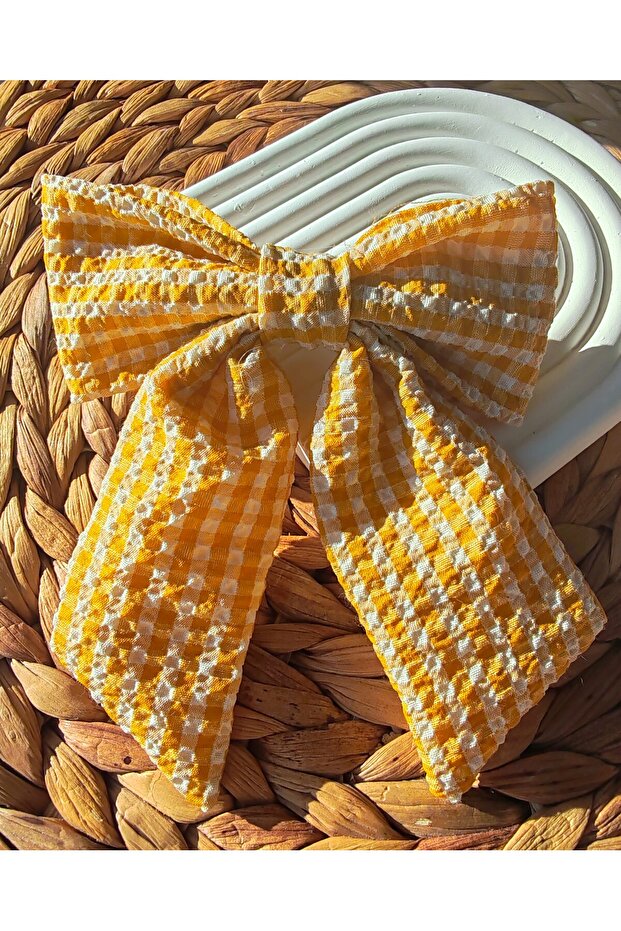Accessory Checkered Automatic Bow Buckle with Tail - 3