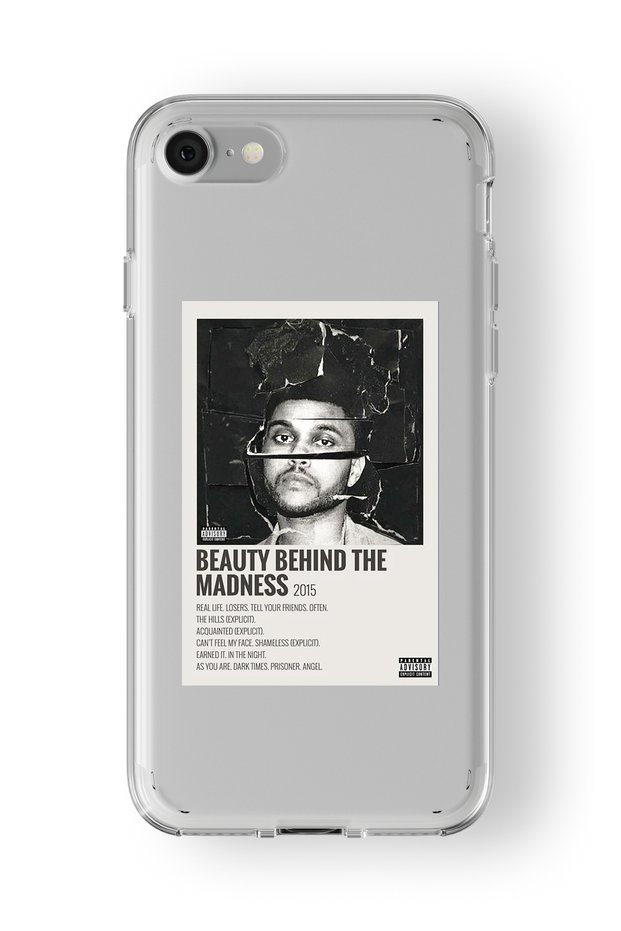 حافظة شفافة متوافقة مع هاتف Iphone 7 Plus و8 Plus مع تصميم ملصق The Weeknd Beatuy Behind