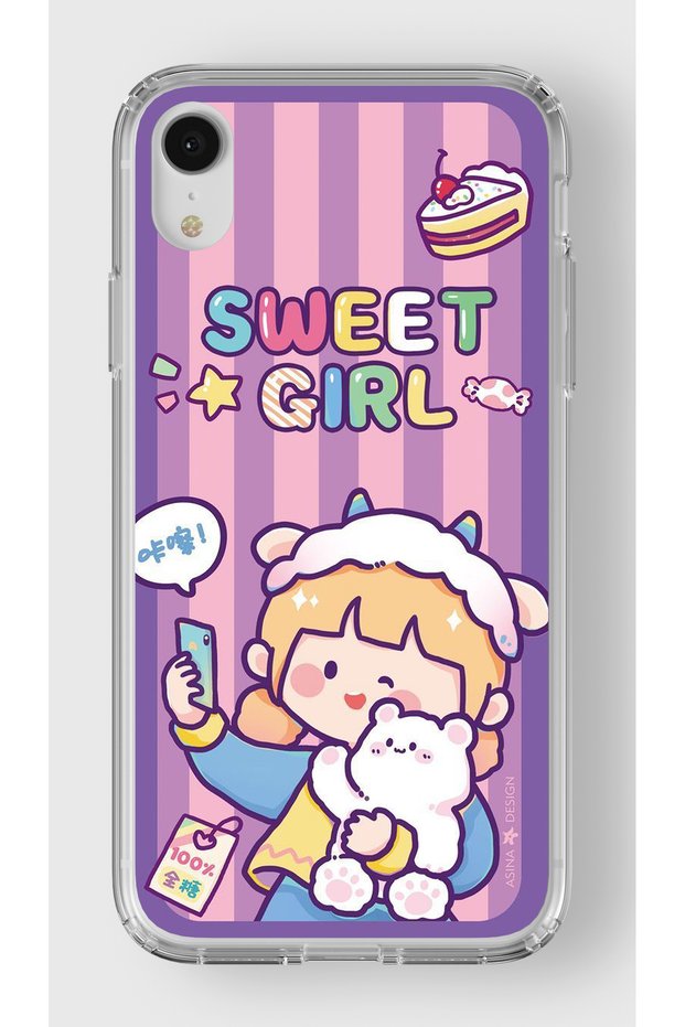 حافظة شفافة مطبوعة بتصميم Sweet Girl متوافقة مع هاتف Iphone Xr