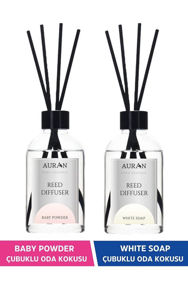 Bebek Pudrası Çubuklu Oda Kokusu Ve Beyaz Sabun Çubuklu Oda Kokusu 2'li Set Reed Dıffuser 50 ml - 1