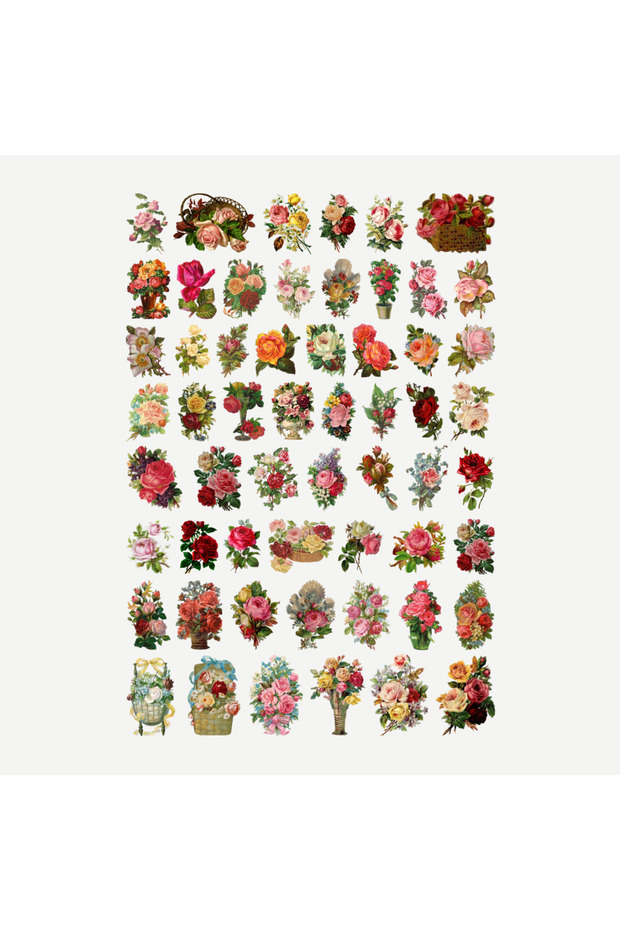 57Pcs Fairycore Floral Sticker Set - Sticker Set Scrapbook Bullet Journal
