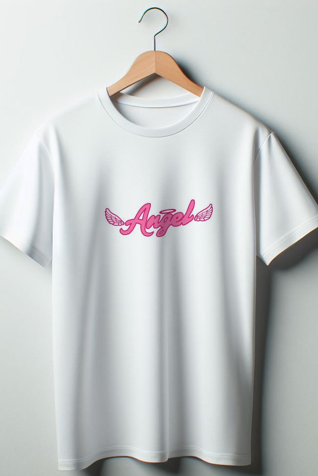 Angel Text Printed Ribbon Coquette 2024 Fashion White Oversize Crew Neck T-shirt