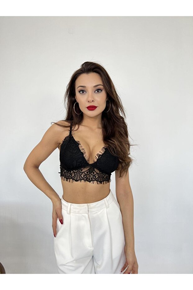 Kadın Dantelli Bralet Siyah - 5