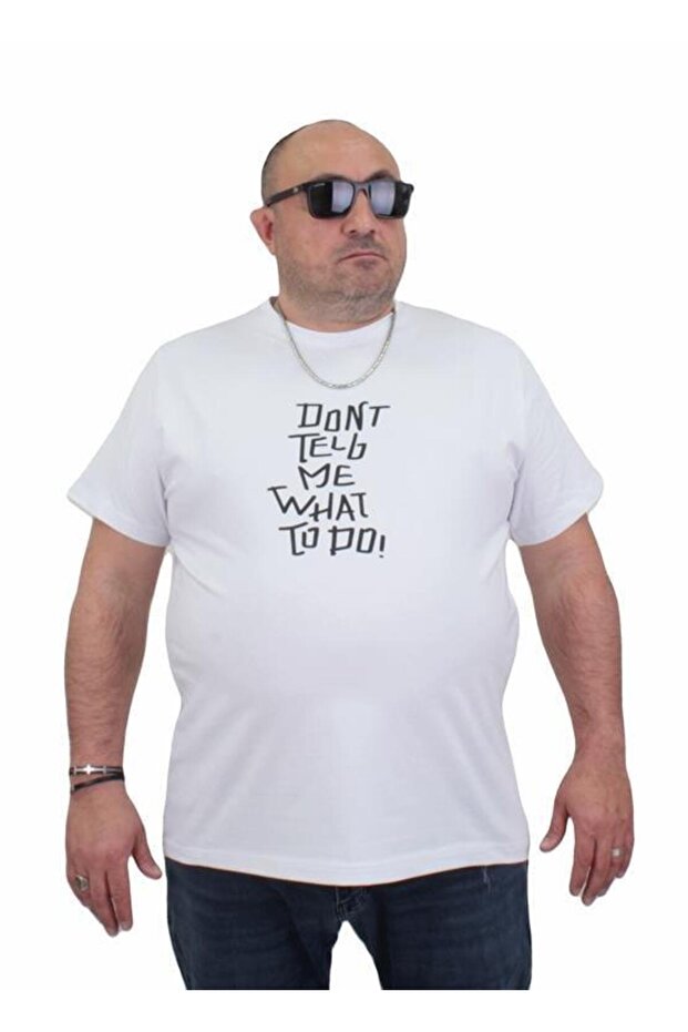 Men's Large Size Crew Neck T-Shirt Cool Boys 24125 WHITE
