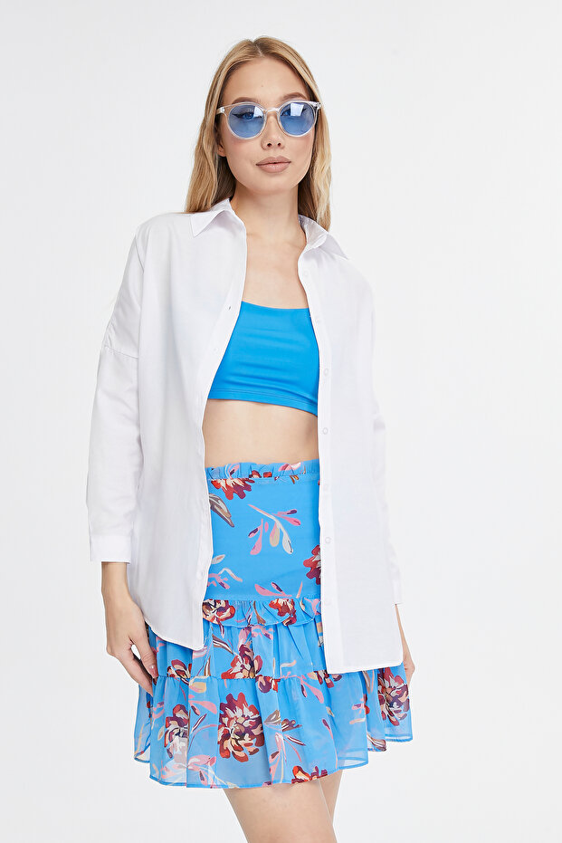 Kadın Basic Uzun Oversize Kalıp Gömlek - 1