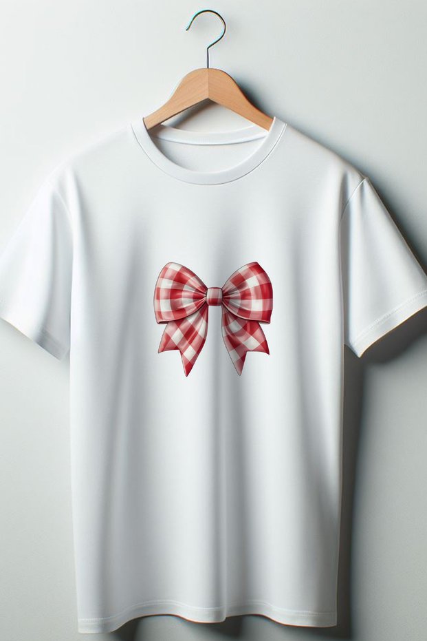 Ribbon Bow Printed Ribbon Coquette 2024 Fashion White Oversize Crew Neck T-shirt