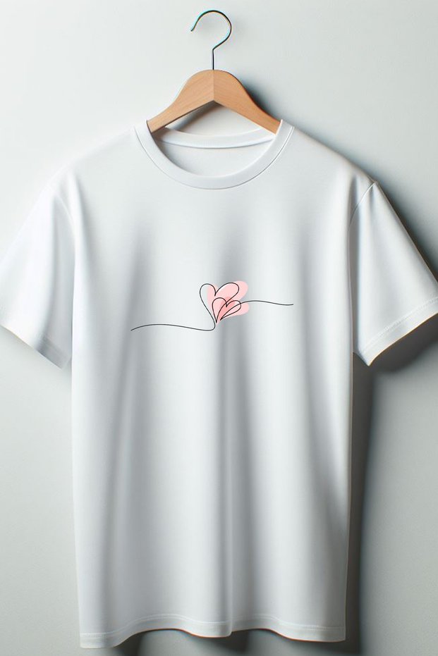 Line Heart Printed Ribbon Coquette 2024 Fashion White Oversize Crew Neck T-shirt