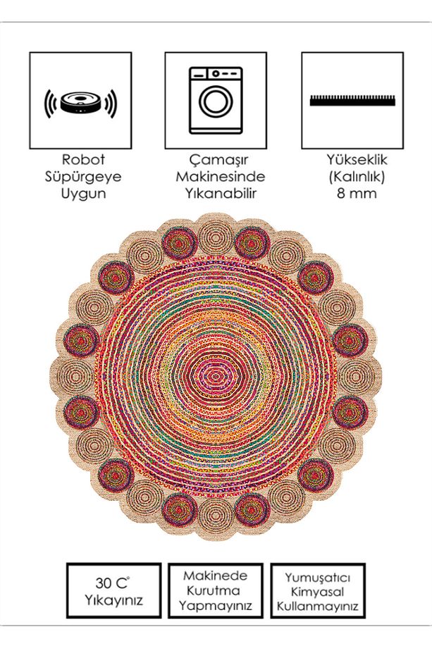 Lazer Kesim Hasır Desen Dijital Baskı Yıkanabilir Kaymaz Taban Salon Halısı Mutfak Halısı ve Yolluk - 4
