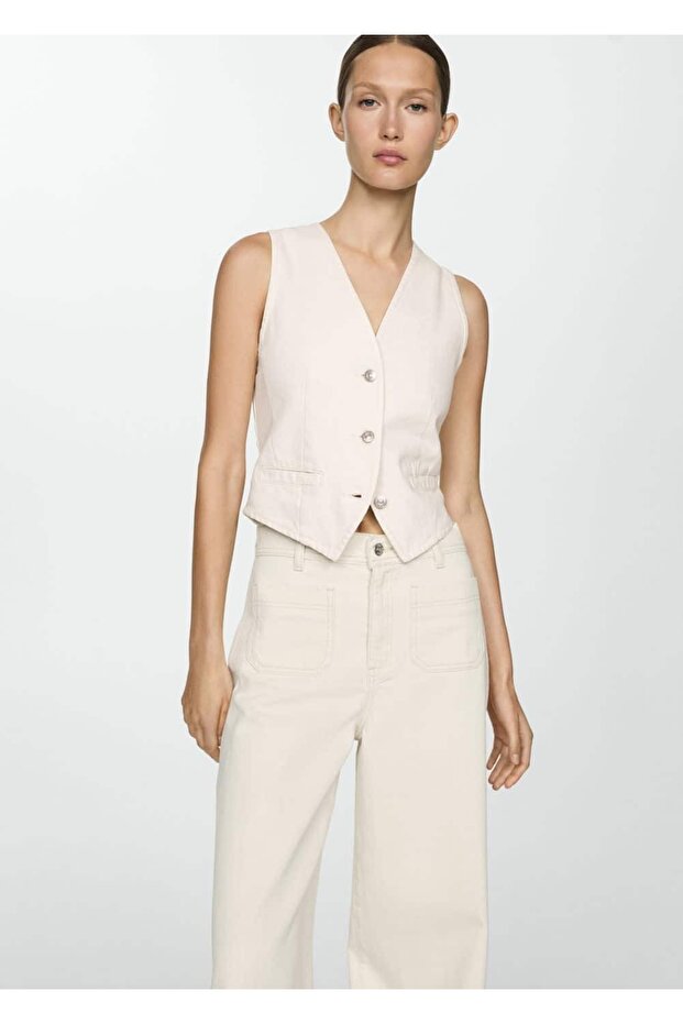 Düğmeli wideleg jean - 7