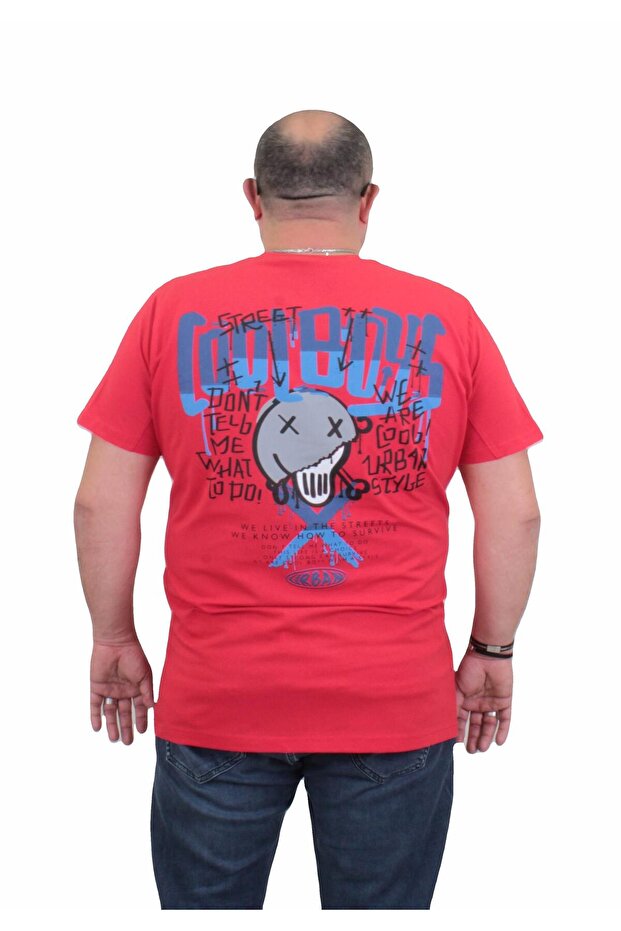Men's Plus Size Crew Neck T-Shirt Cool Boys 24125 RED
