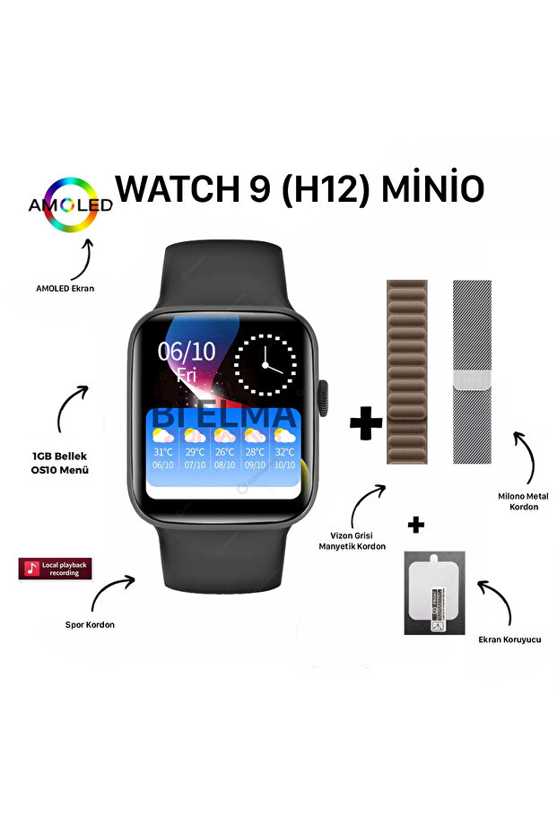 Watch 9 (H12) MİNİO AMOLED Akıllı Saat - 1