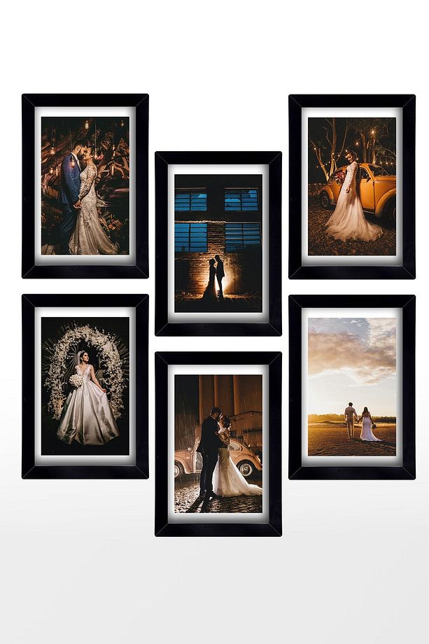 6 Adet 21x30 Çerçeve - Siyah Çerçeve - A4 Çerçeve - Diploma Çerçevesi - Mdf Çoklu Fotoğraf Çerçeve - 6