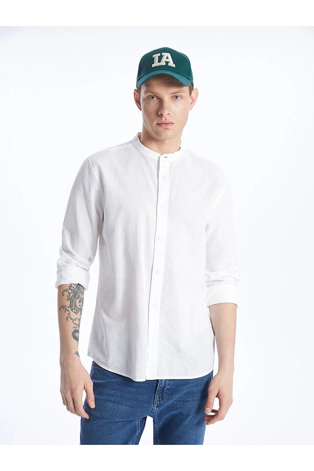 LCW Casual Regular Fit Uzun Kollu Keten Karışımlı Erkek Gömlek - 2