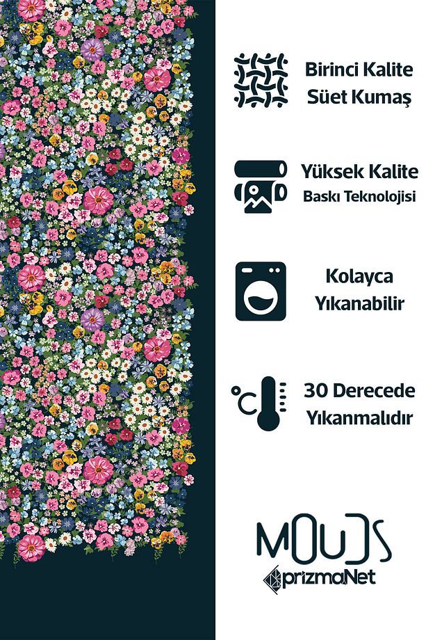 Violet Desenli Süet Oturma Odası Salon Fon Perde Baskılı Ekstrafor Büzgü TEK KANAT PRD-1025 - 5