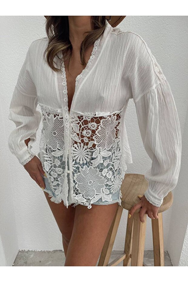 Lace Seersucker Fabric Shirt