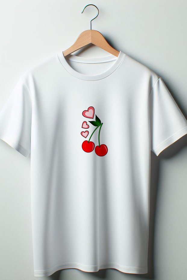 Cherry Printed Coquette 2024 Fashion White Oversize Crew Neck T-shirt