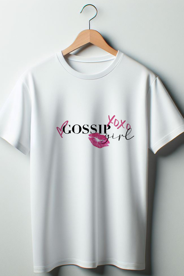 Gossip Girl XOXO Printed Coquette 2024 Fashion White Oversize Fit Crew Neck T-shirt
