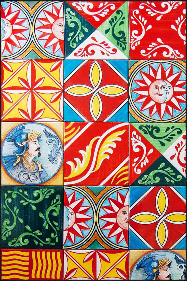 Colorful Checkered Floral Floral Geometric Modern Decorative Carpet Miravip223