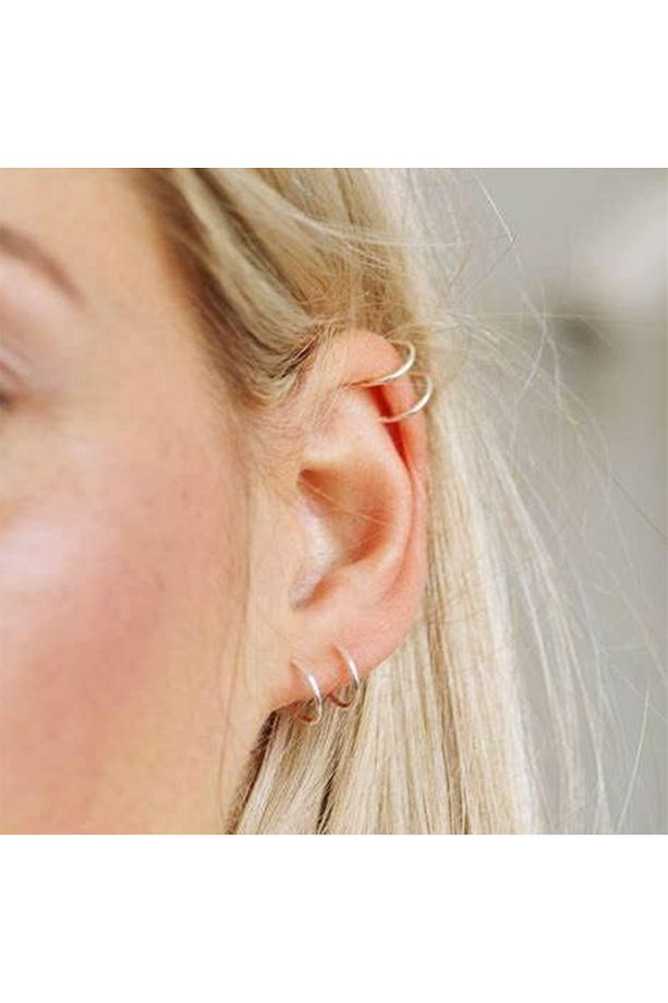 Paslanmaz Kararmaz Tek Delik Çift Görünüm Halka Hızma Küpe Piercing 3 Çift Set, 0,08mm Bar, 8mm Çap - 5