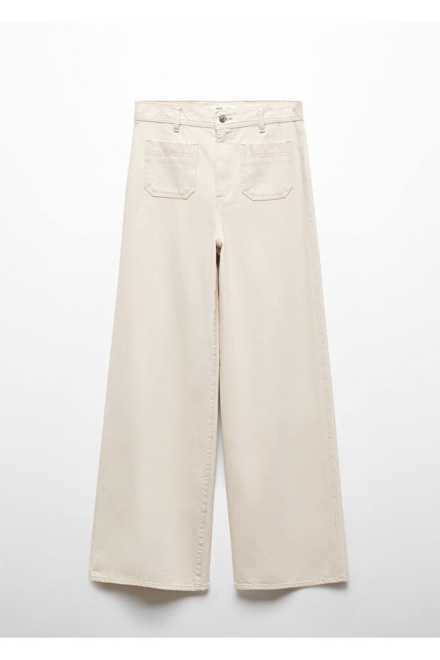 Düğmeli wideleg jean - 3