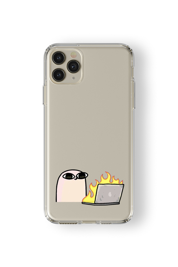 حافظة شفافة مطبوعة بتصميم كمبيوتر محمول متوافق مع هاتف iPhone 11 Pro