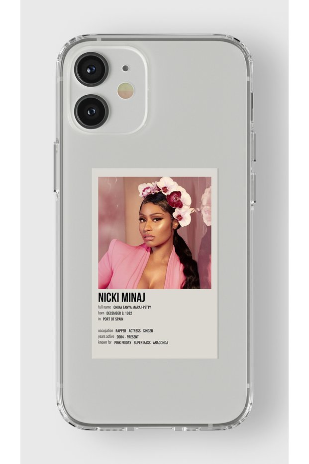 حافظة شفافة مطبوعة بتصميم ملصق بسيط متوافق مع هاتف Iphone 12 Mini من Nicki Minaj