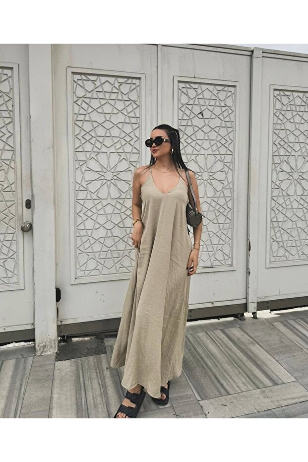 Keten Maxi Elbise - 3