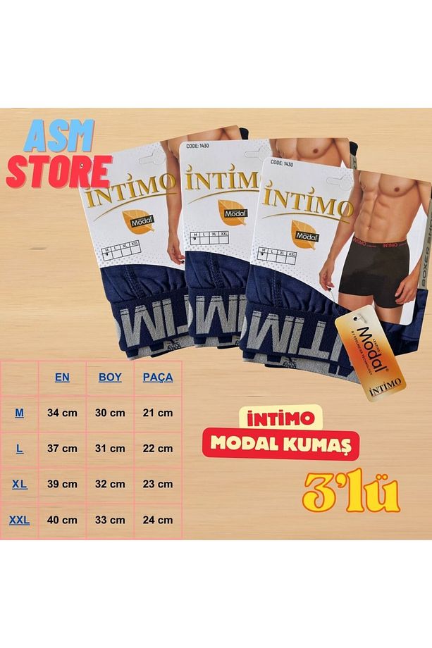 3'lü Organik Hafif Yumuşak Ve Konforlu Modal Kumaş Erkek Boxser - 1
