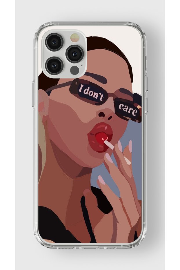 حافظة شفافة مطبوعة بتصميم I Don't Care متوافقة مع هاتف Iphone 12 Pro Max
