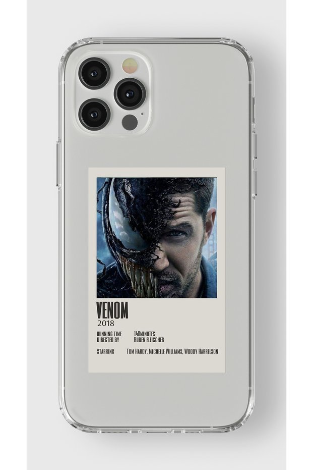 حافظة شفافة مطبوعة بتصميم ملصق Venom Minimalist متوافقة مع هاتف Iphone 15 Pro Max