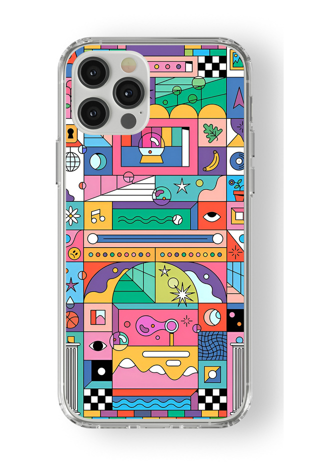 حافظة شفافة مطبوعة بتصميم مكعب متوافق مع هاتف iPhone 12 Pro Max