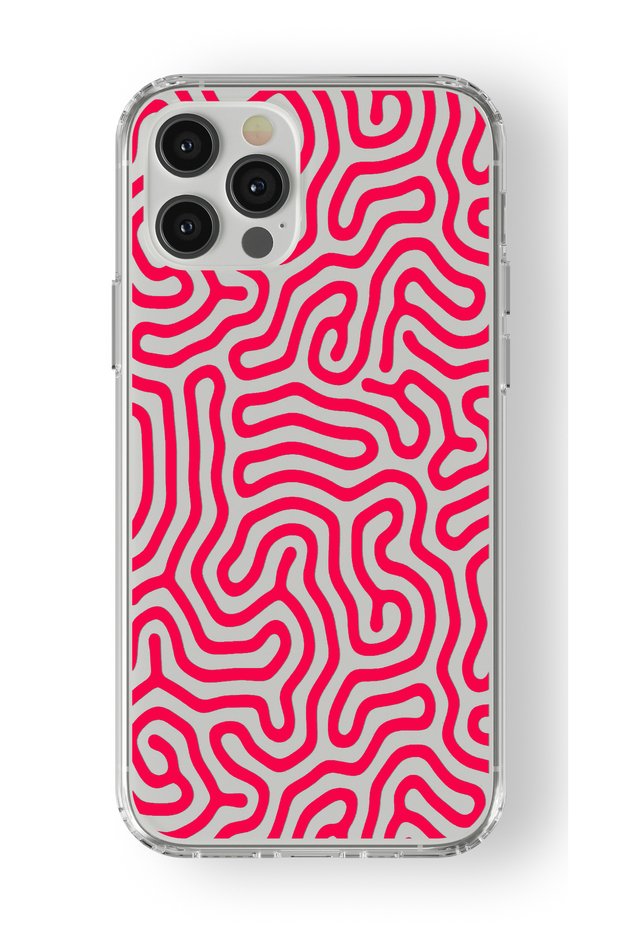 حافظة شفافة مطبوعة بتصميم نمط خطي متوافقة مع هاتف iPhone 14 Pro Max