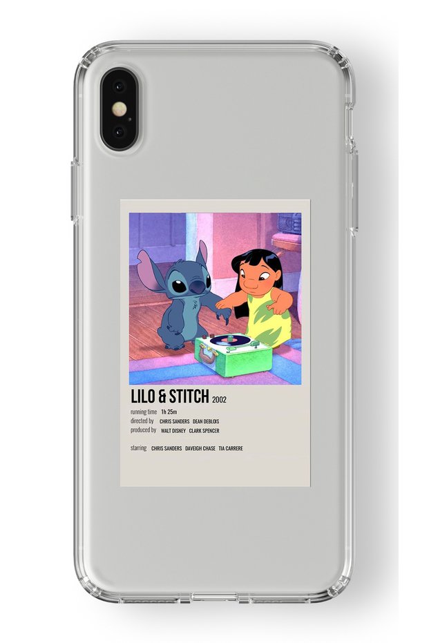 حافظة شفافة مطبوعة بتصميم ملصق بسيط متوافق مع هاتف Iphone Xs Max من Lilo وStitch