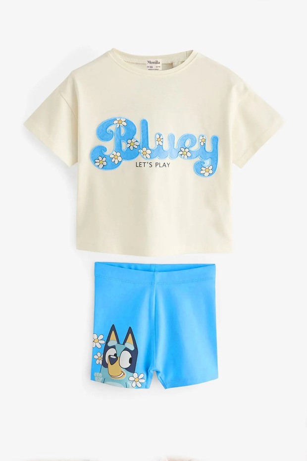 New Season Girl's Blue Printed Suit