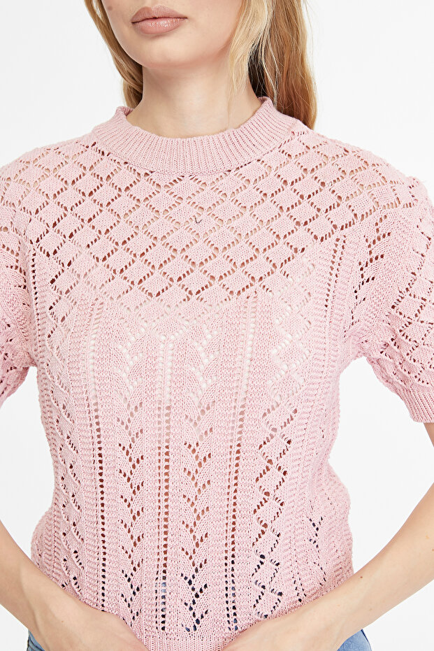 Ajurlu Triko Kısa Bluz - 5