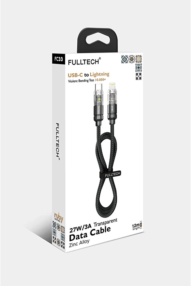 FC33 Type-C to Lightning 27W/3A TRANSPARENT 1.2M KABLO - 1