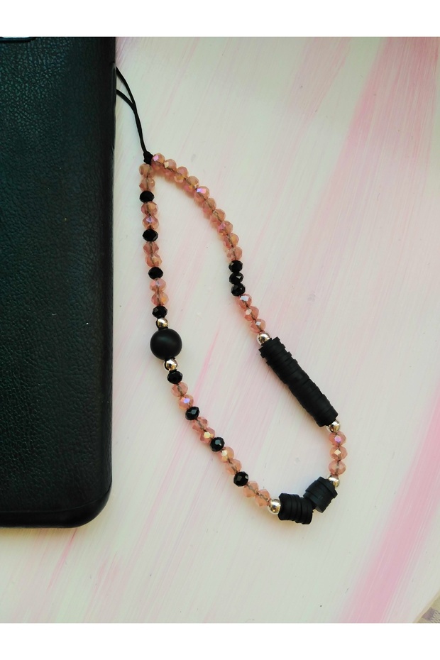 Fimo Charm - Brown with Crystal Beads