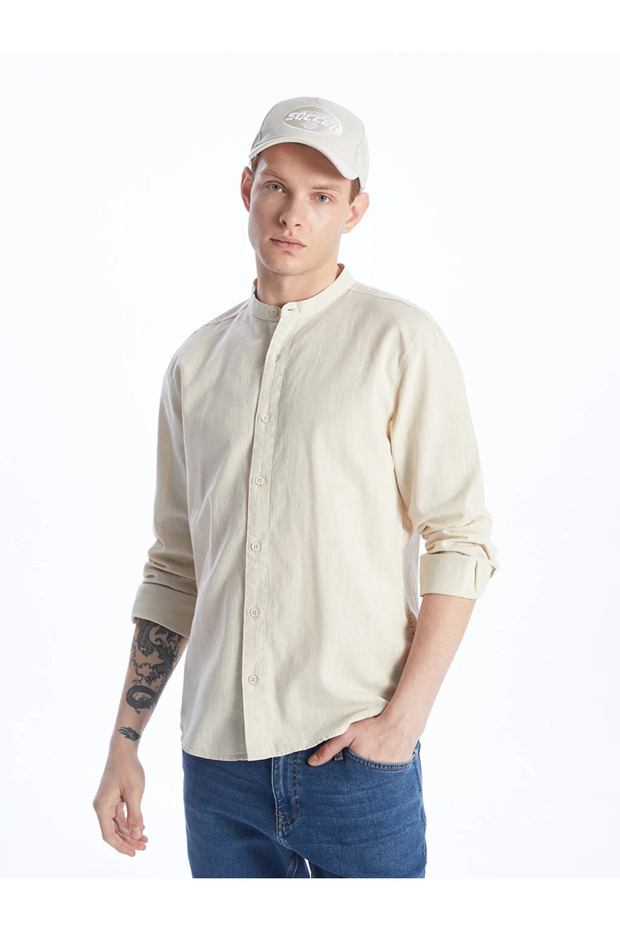 LCW Casual Regular Fit Uzun Kollu Keten Karışımlı Erkek Gömlek - 2