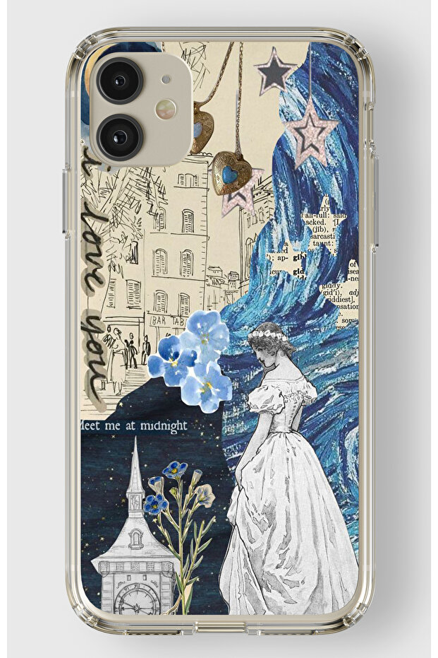 حافظة شفافة مطبوعة بتصميم متوافق مع هاتف Iphone 11 Midnight Collage - 1