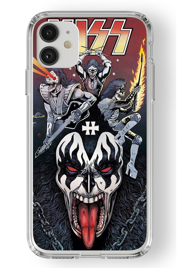 iPhone 11 Compatible Kiss Hard Rock Design Printed Transparent Case