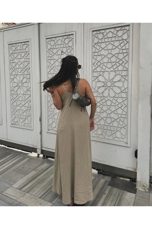 Keten Maxi Elbise - 6
