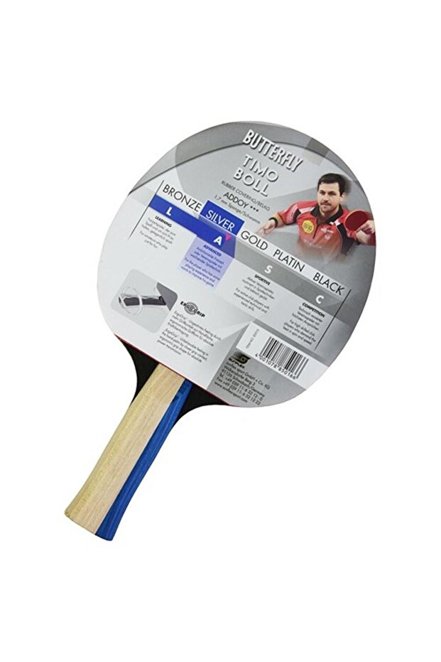 Butterfly Timo Boll, 85016, vrijetijdsracket voor volwassenen, zilver, maat M