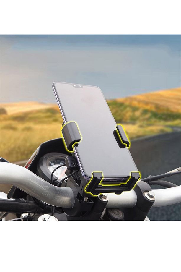 Gidon Bağlantılı Otomatik Kilitli Motosiklet Bisiklet Telefon Tutucu 5-8 inç arası telefon uyumlu - 6
