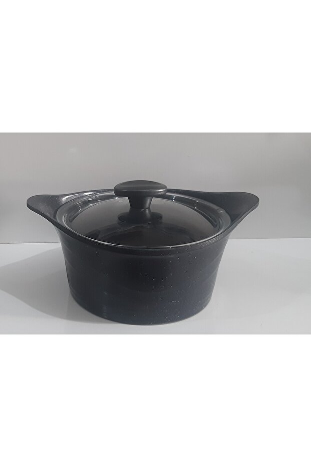 وعاء عميق 20 سم موديل كوري مع غطاء زجاجي أسود
